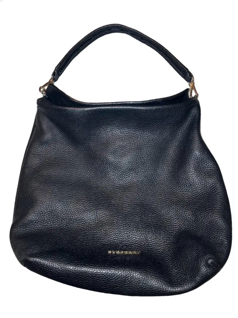 Burberry Black Pebbled Leather Shoulder Bag with Gold Hardware